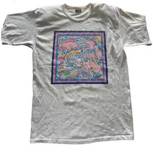 Ken Done Art to Wear T-Shirt Large White Unisex Adult Fish Tropical Shoulder Pad